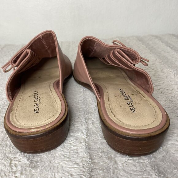 Kelsi Dagger Brooklyn Mules Slip On Pointed Toe Mauve Pink Tie Detail Womens 7 - Picture 5 of 14